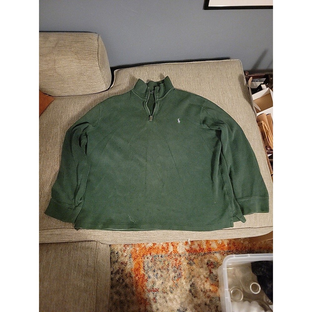 Polo Ralph Lauren Sweater Green Mens XL Extra Large Quarter Zip